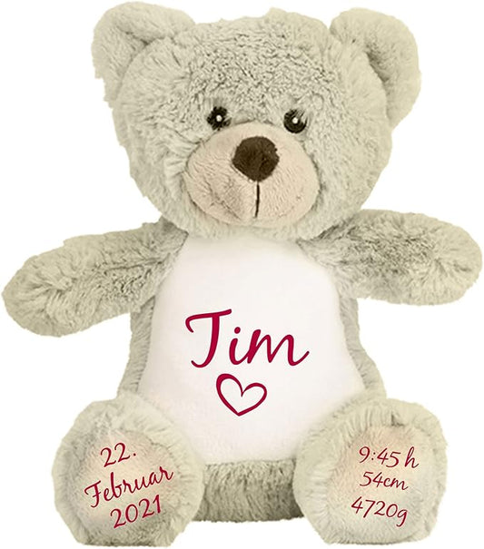 Teddy Baby Gift Cuddly Toy Personalised with Name